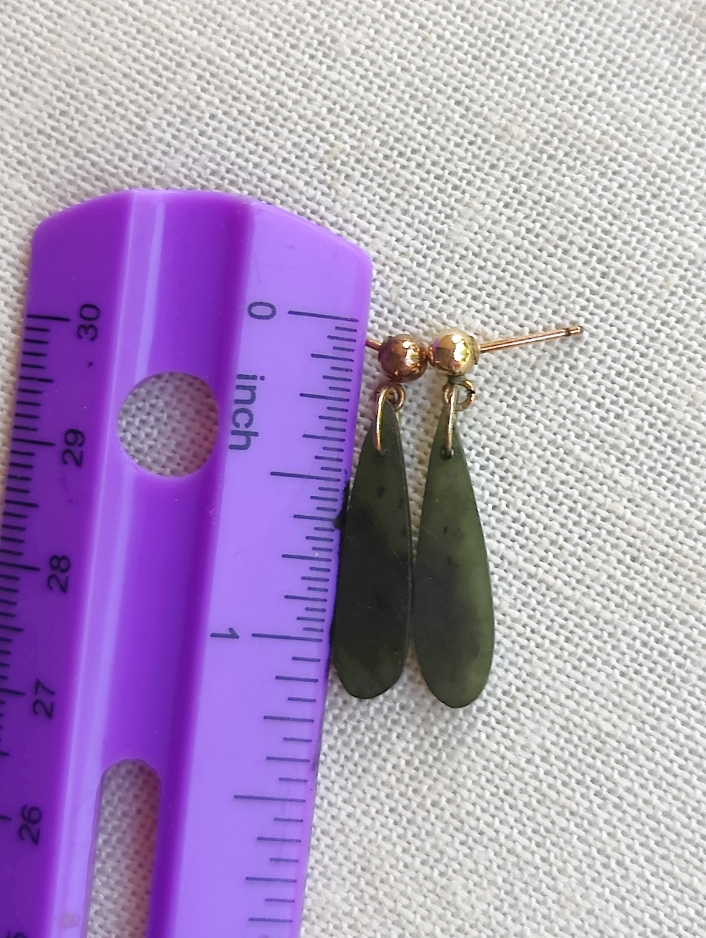 Vintage Gold Filled Jade Earrings - Picture 4 of 5